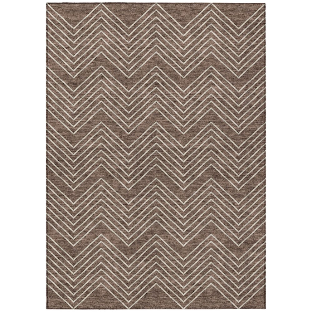 Machine Washable Indoor/Outdoor Chantille ACN2390 Brown 9' x 12' Rug. Picture 1