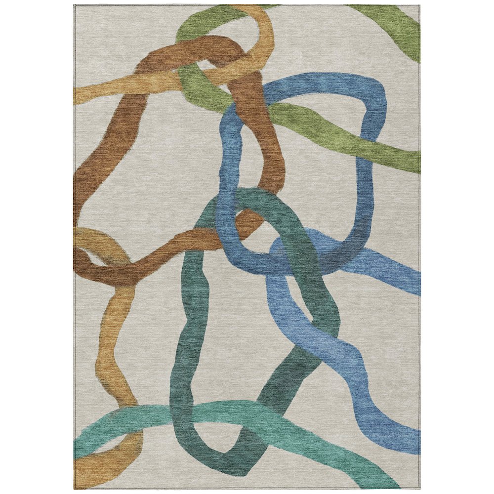 Machine Washable Indoor/Outdoor Chantille ACN2394 Brown 9' x 12' Rug. Picture 1