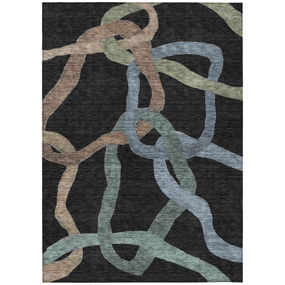 Machine Washable Indoor/Outdoor Chantille ACN2394 Black 9' x 12' Rug. Picture 1
