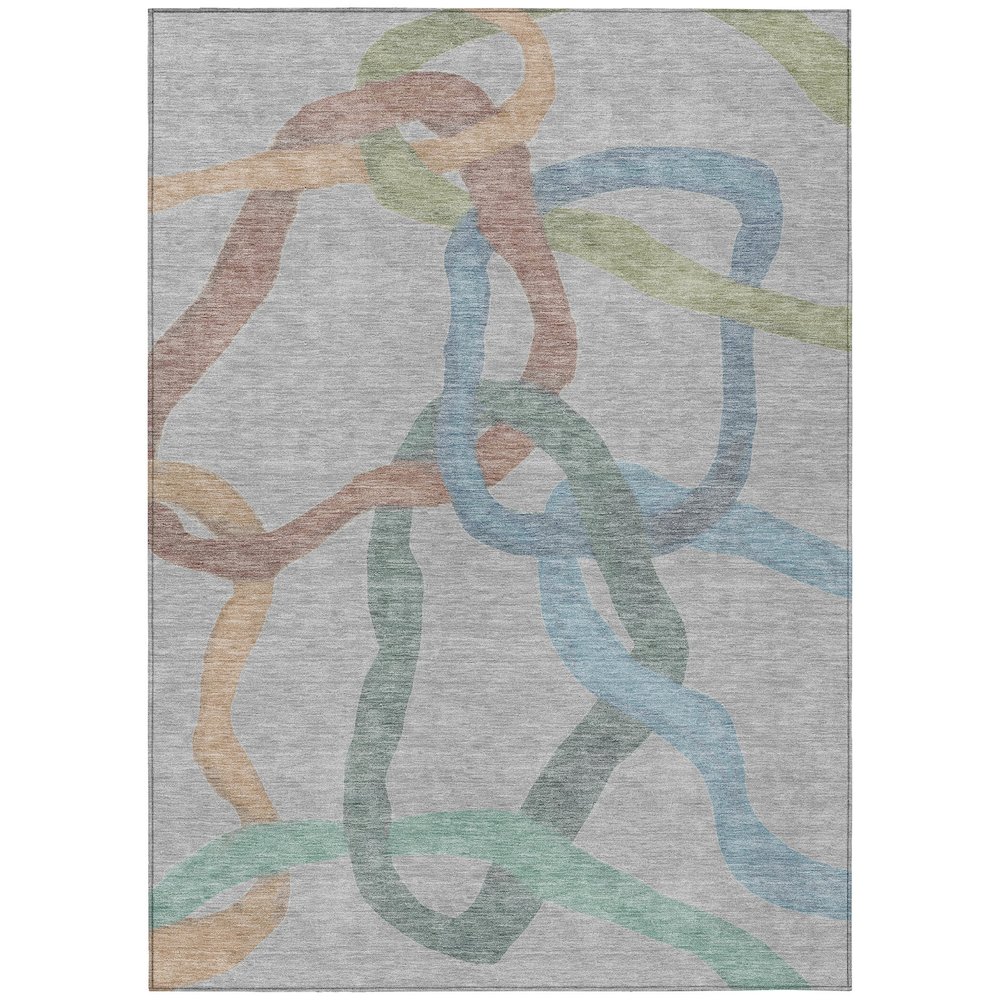 Machine Washable Indoor/Outdoor Chantille ACN2394 Gray 9' x 12' Rug. Picture 1