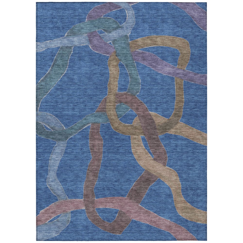 Machine Washable Indoor/Outdoor Chantille ACN2394 Blue 9' x 12' Rug. Picture 1