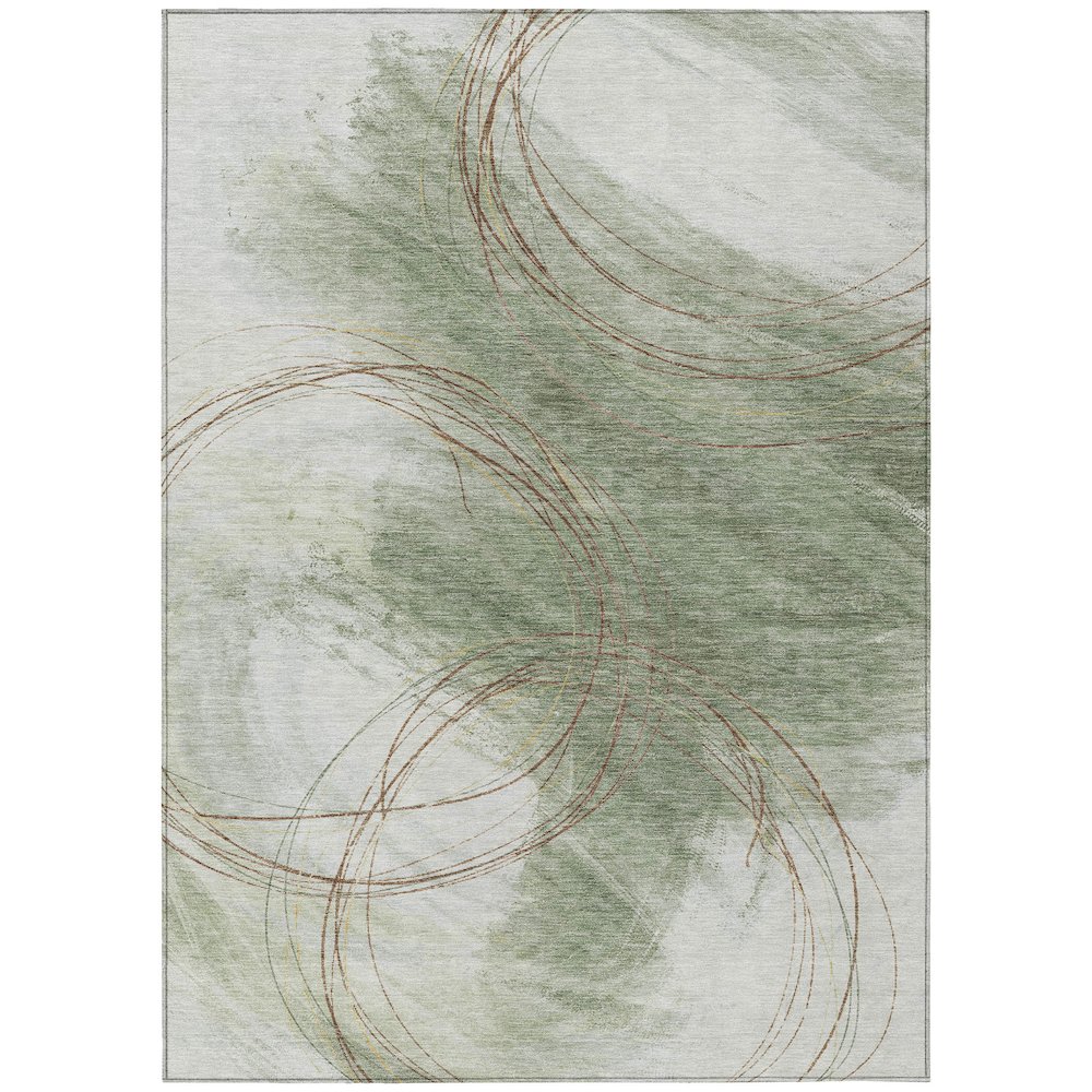 Machine Washable Indoor/Outdoor Chantille ACN2396 Green 9' x 12' Rug. Picture 1