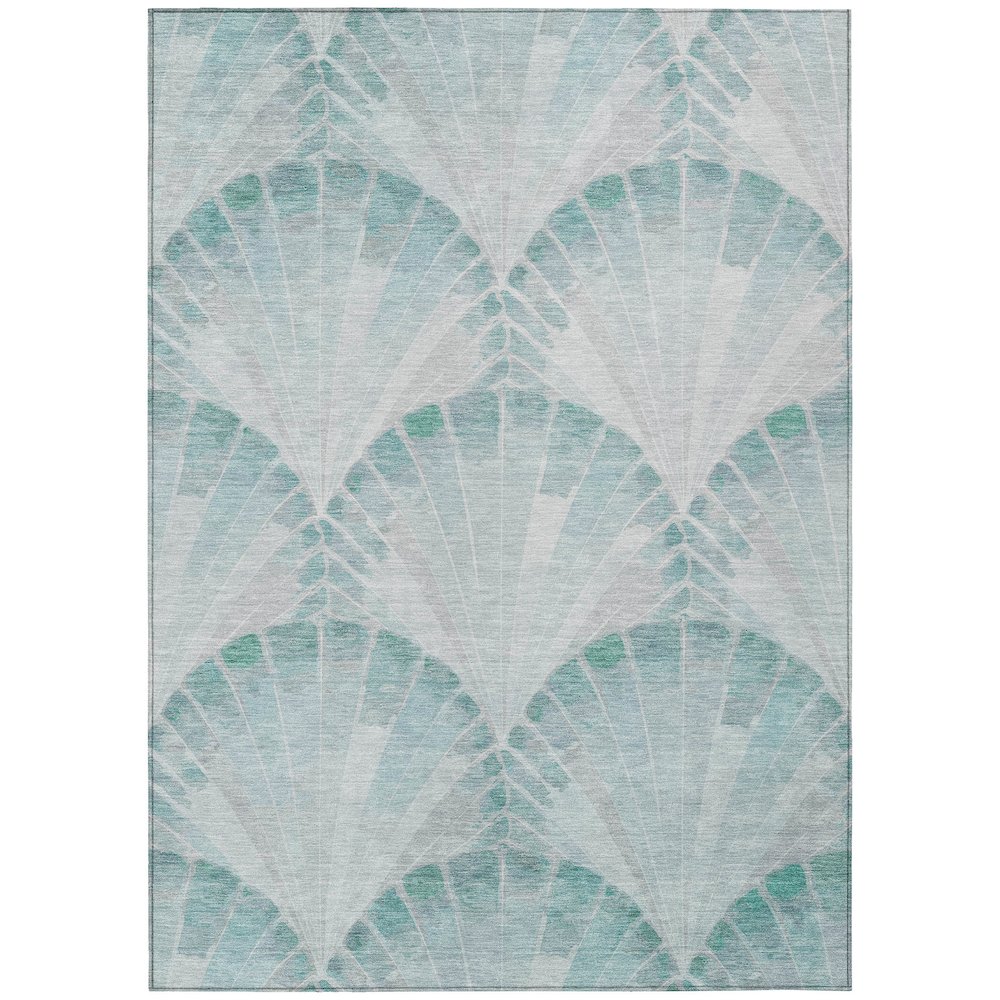 Machine Washable Indoor/Outdoor Chantille ACN2401 Teal 9' x 12' Rug. Picture 1