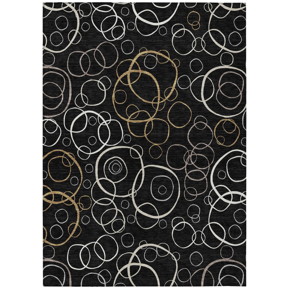 Machine Washable Indoor/Outdoor Chantille ACN2408 Black 9' x 12' Rug. Picture 1