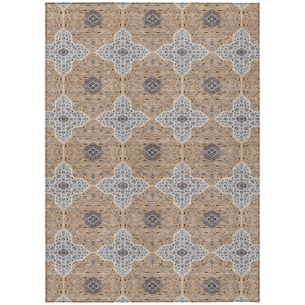 Machine Washable Indoor/Outdoor Chantille ACN2410 Orange 9' x 12' Rug. Picture 1