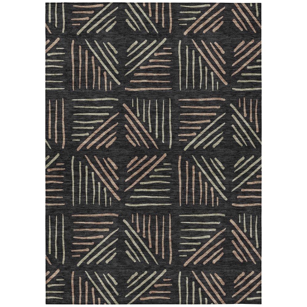 Machine Washable Indoor/Outdoor Chantille ACN2413 Black 9' x 12' Rug. Picture 1