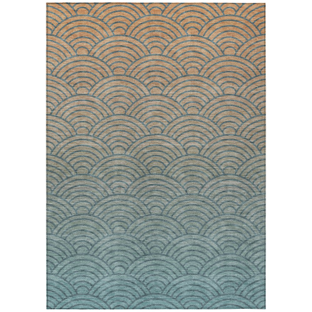 Machine Washable Indoor/Outdoor Chantille ACN2414 Teal 9' x 12' Rug. Picture 1