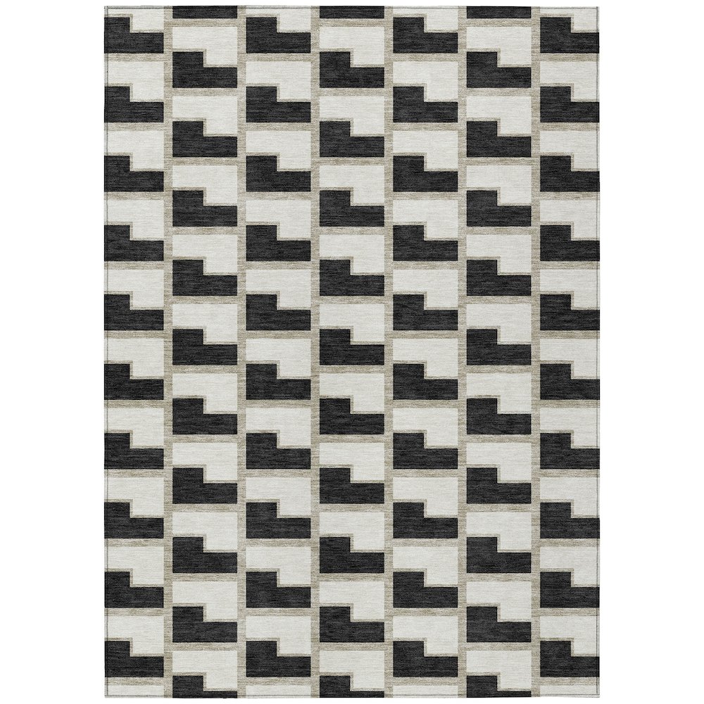 Machine Washable Indoor/Outdoor Chantille ACN2416 Black 9' x 12' Rug. Picture 1