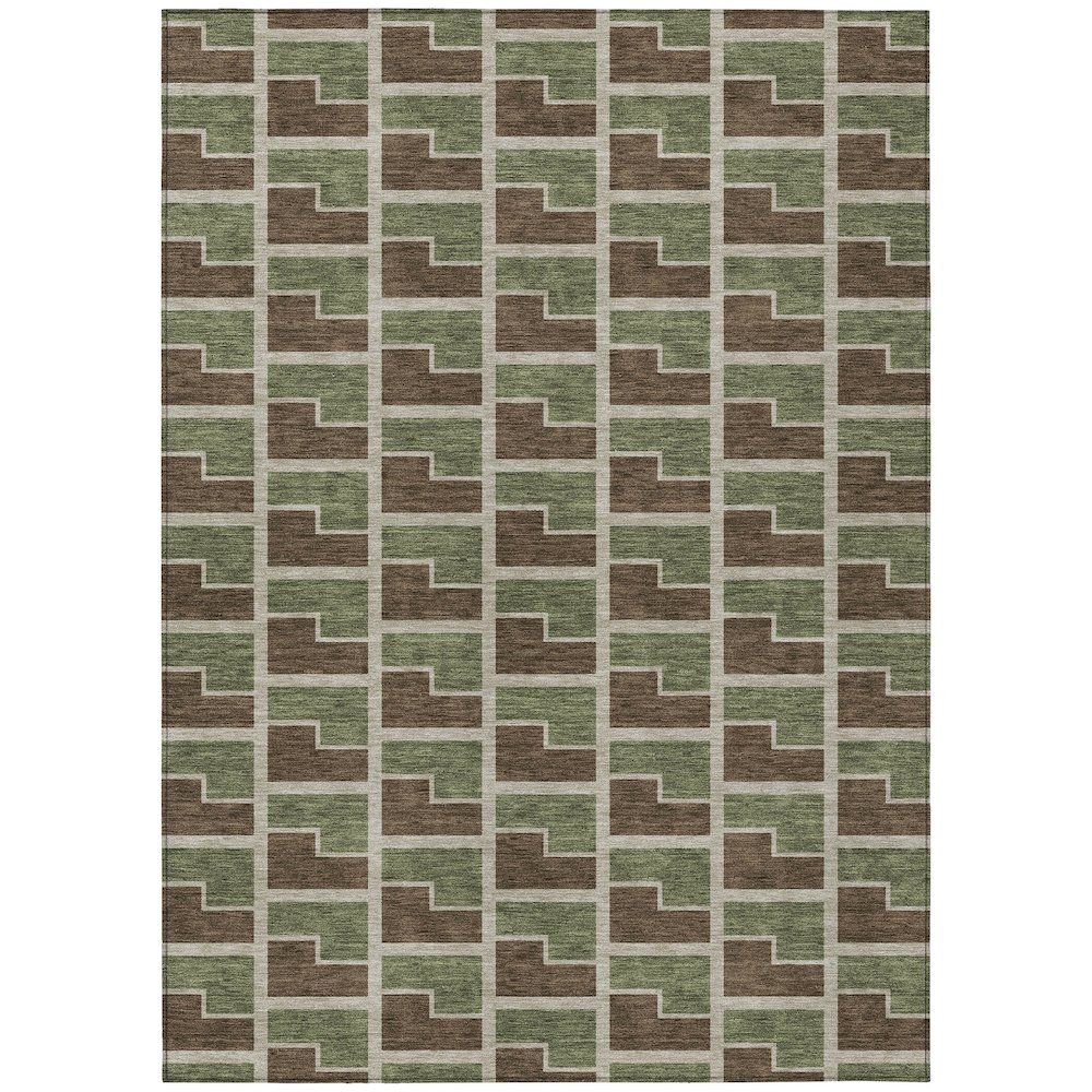 Machine Washable Indoor/Outdoor Chantille ACN2416 Brown 9' x 12' Rug. Picture 1
