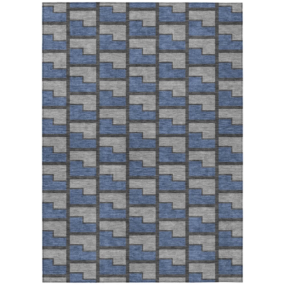 Machine Washable Indoor/Outdoor Chantille ACN2416 Blue 9' x 12' Rug. Picture 1