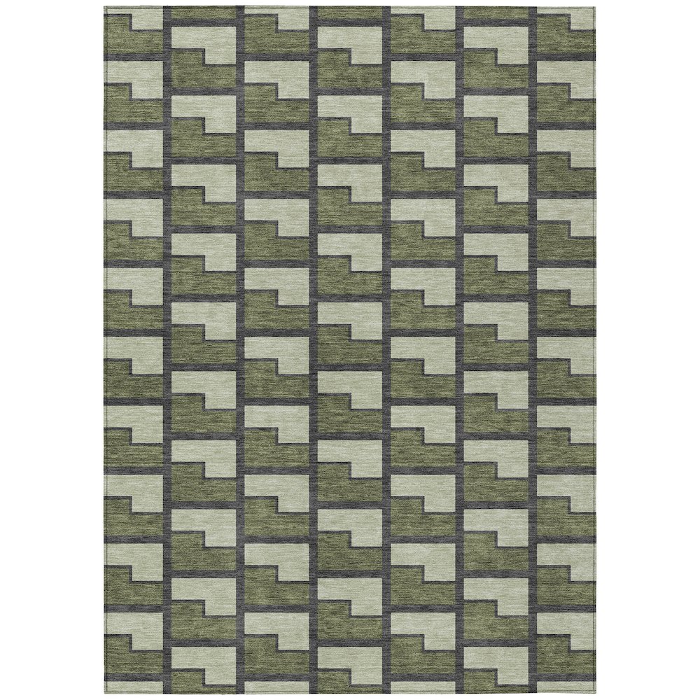 Machine Washable Indoor/Outdoor Chantille ACN2416 Green 9' x 12' Rug. Picture 1