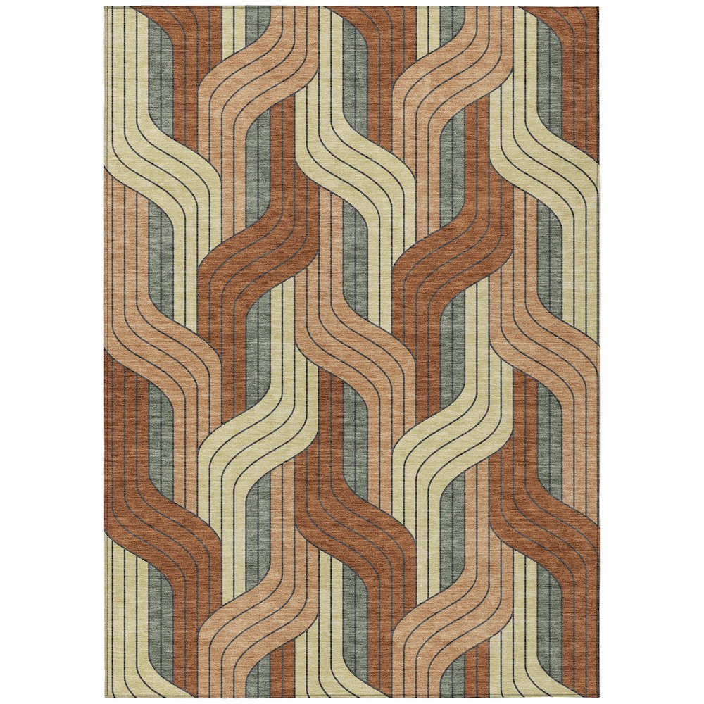 Machine Washable Indoor/Outdoor Chantille ACN2422 Orange 9' x 12' Rug. Picture 1