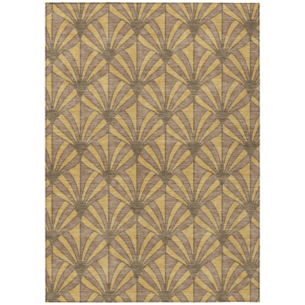 Machine Washable Indoor/Outdoor Chantille ACN2426 Gold 9' x 12' Rug. Picture 1