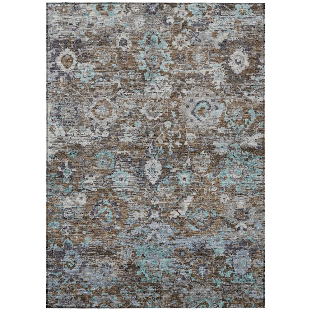 Machine Washable Indoor/Outdoor Chantille ACN2430 Brown 9' x 12' Rug. Picture 1