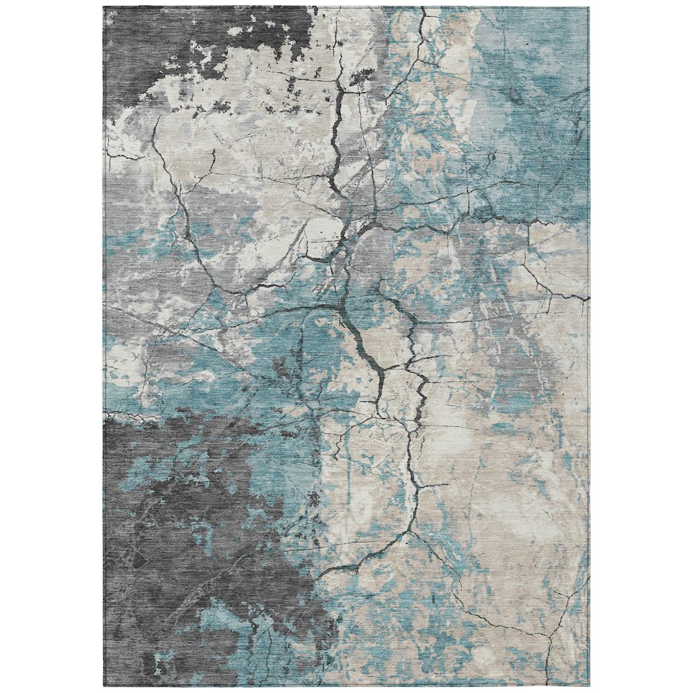 Machine Washable Indoor/Outdoor Chantille ACN2431 Teal 9' x 12' Rug. Picture 1