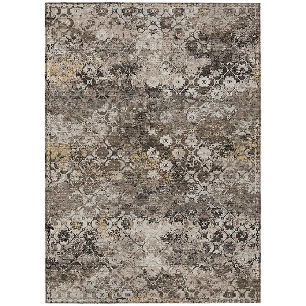 Machine Washable Indoor/Outdoor Chantille ACN2433 Brown 9' x 12' Rug. Picture 1