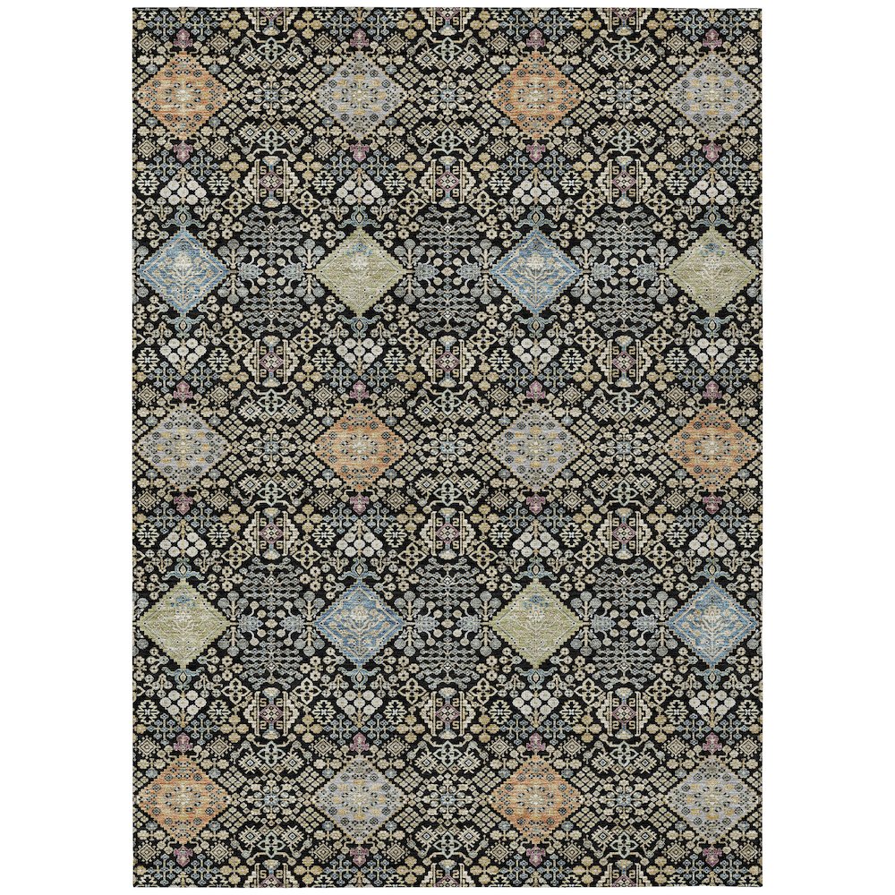 Machine Washable Indoor/Outdoor Chantille ACN2440 Black 9' x 12' Rug. Picture 1