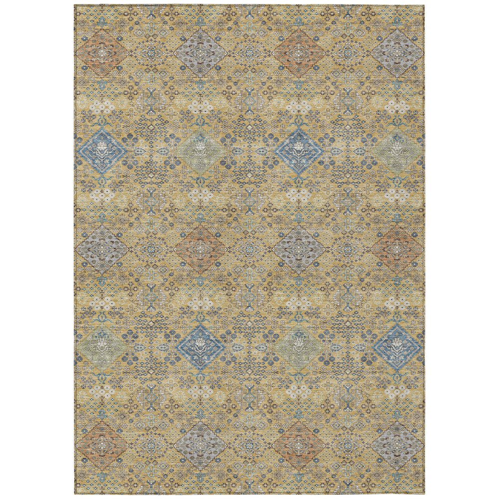 Machine Washable Indoor/Outdoor Chantille ACN2440 Gold 9' x 12' Rug. Picture 1