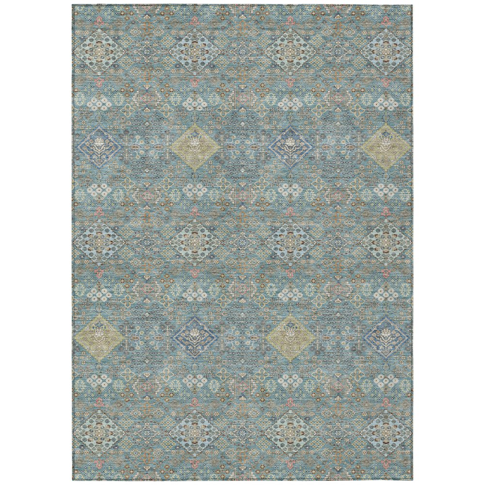 Machine Washable Indoor/Outdoor Chantille ACN2440 Teal 9' x 12' Rug. Picture 1