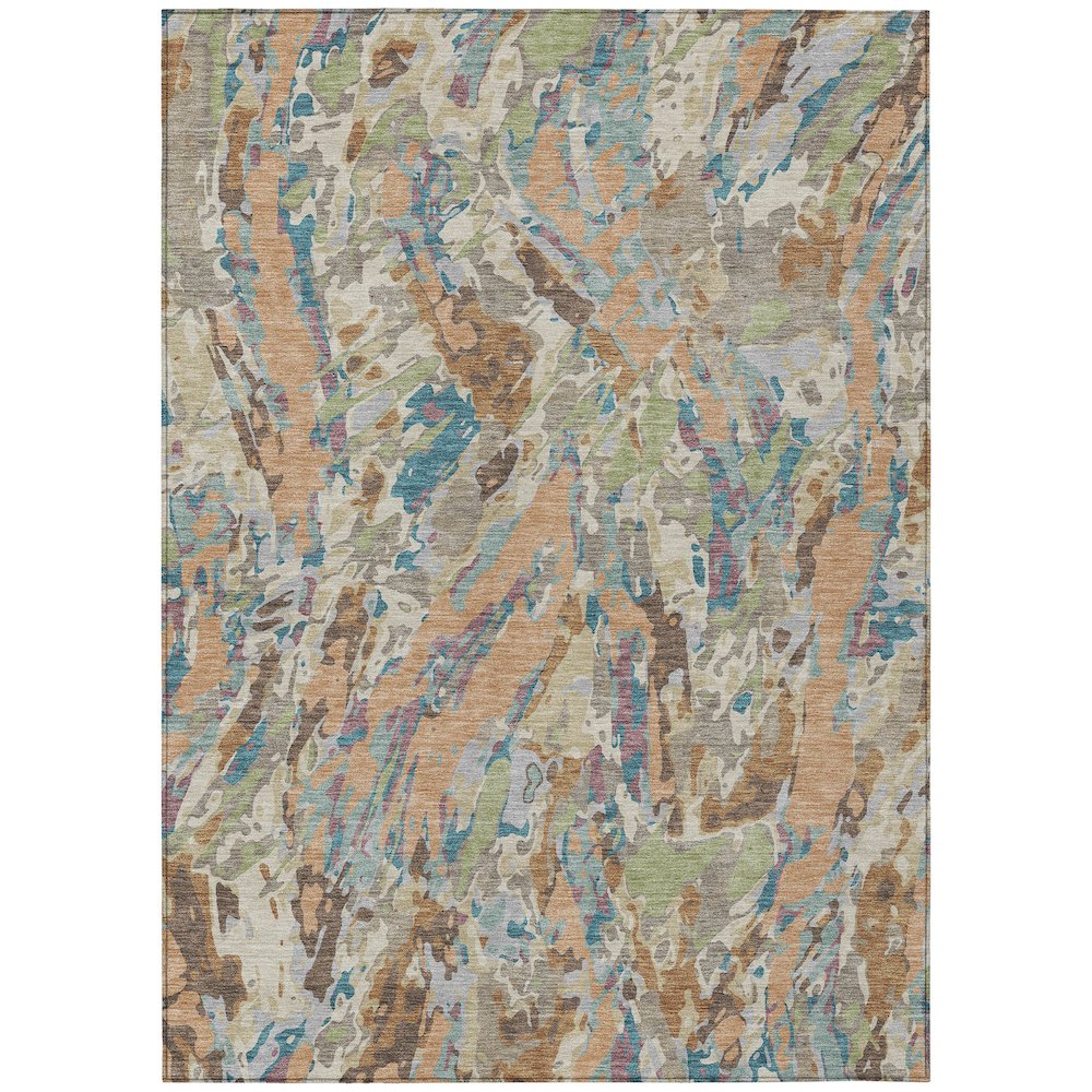 Machine Washable Indoor/Outdoor Chantille ACN2441 Orange 9' x 12' Rug. Picture 1