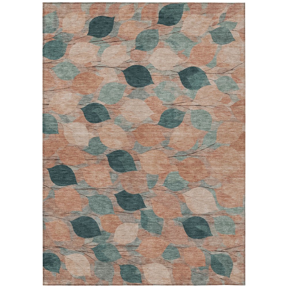 Machine Washable Indoor/Outdoor Chantille ACN2444 Orange 9' x 12' Rug. Picture 1