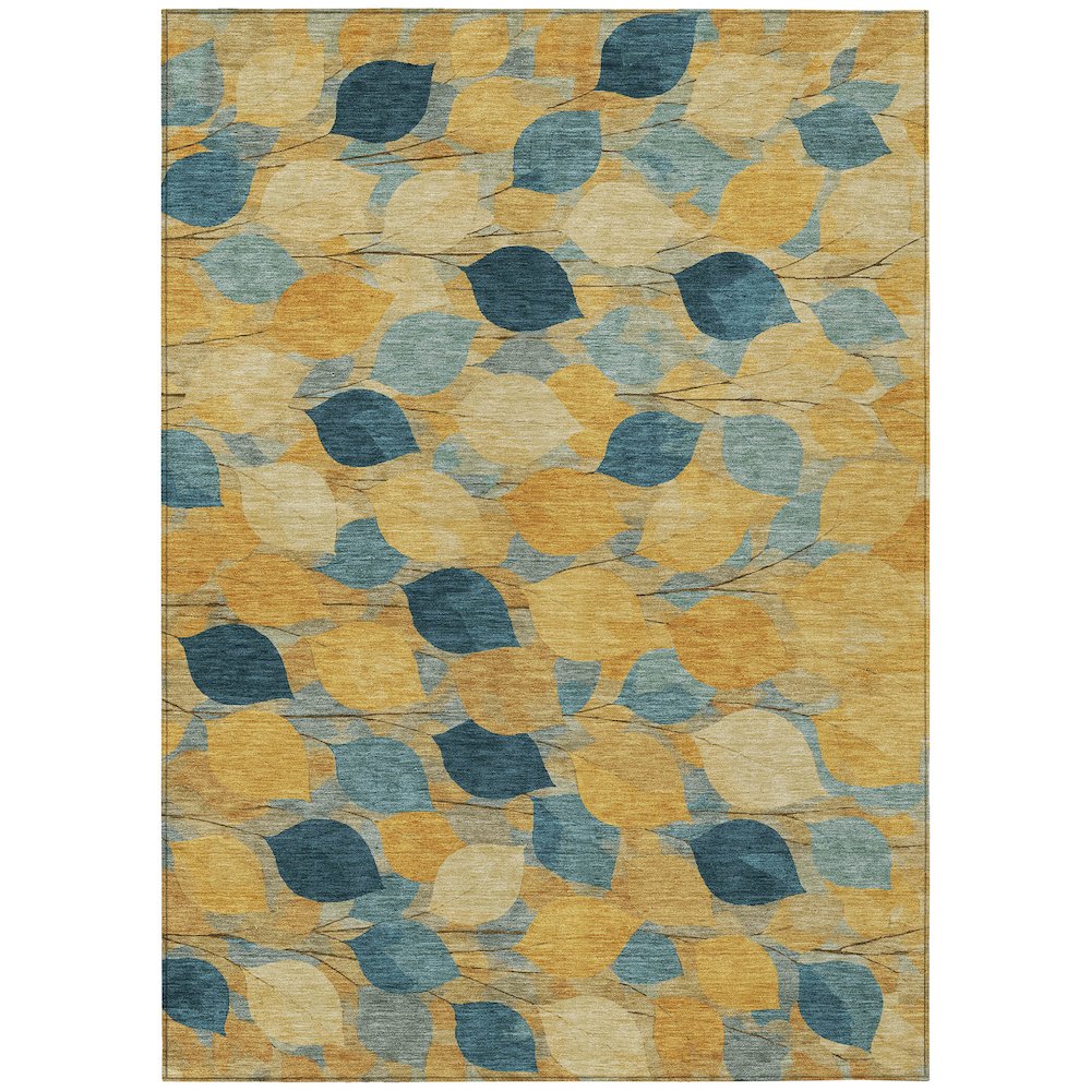 Machine Washable Indoor/Outdoor Chantille ACN2444 Gold 9' x 12' Rug. Picture 1