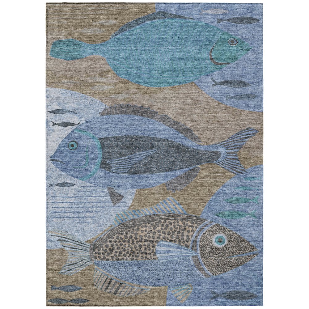 Machine Washable Indoor/Outdoor Chantille ACN2447 Brown 9' x 12' Rug. Picture 1