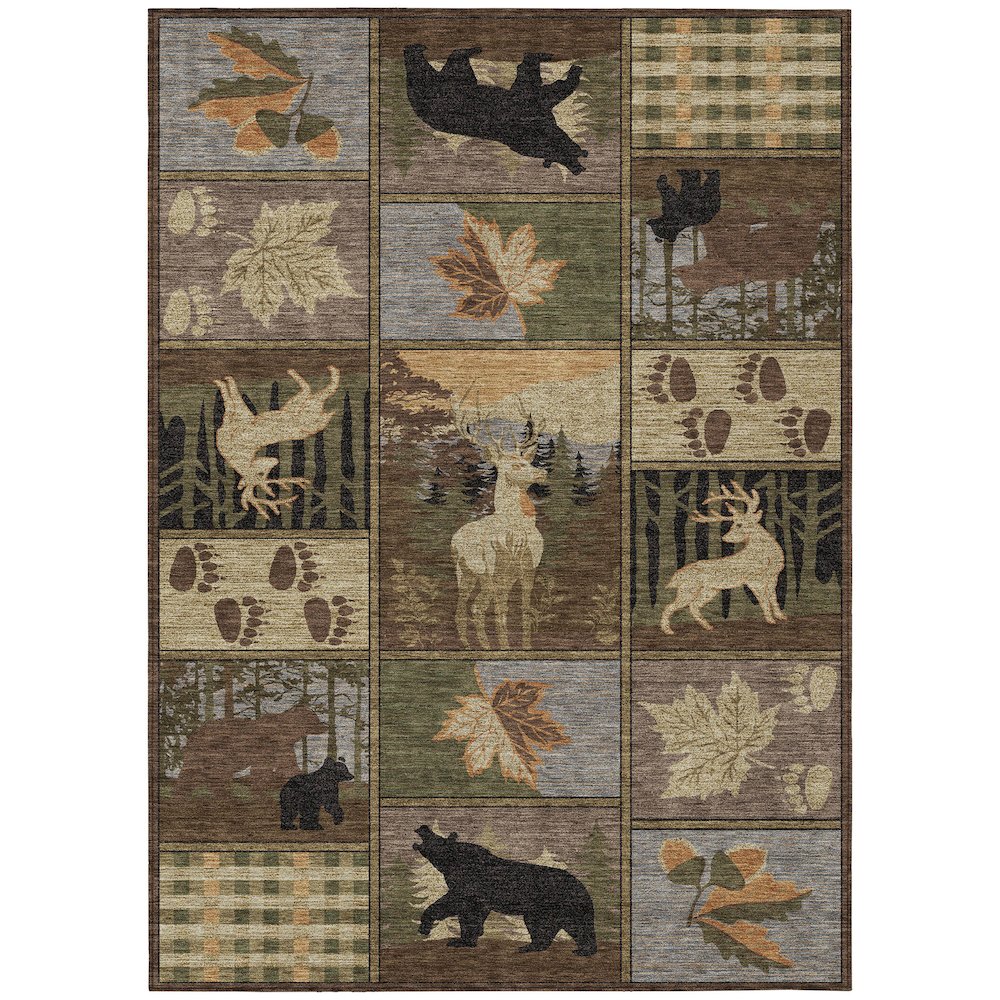 Machine Washable Indoor/Outdoor Chantille ACN2448 Brown 9' x 12' Rug. Picture 1
