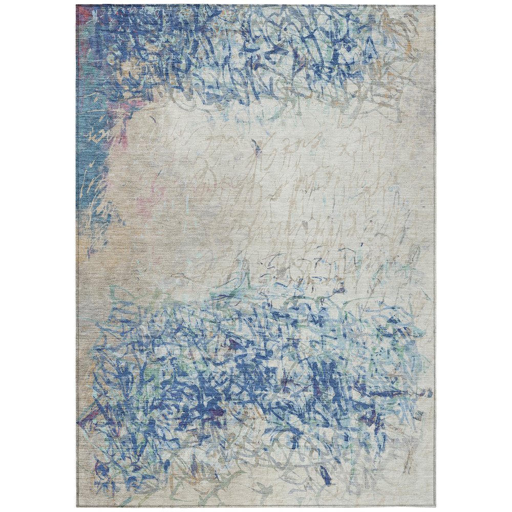 Machine Washable Indoor/Outdoor Chantille ACN2449 Blue 9' x 12' Rug. Picture 1
