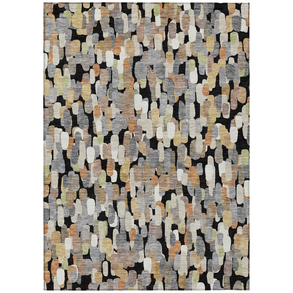 Machine Washable Indoor/Outdoor Chantille ACN2451 Black 9' x 12' Rug. Picture 1