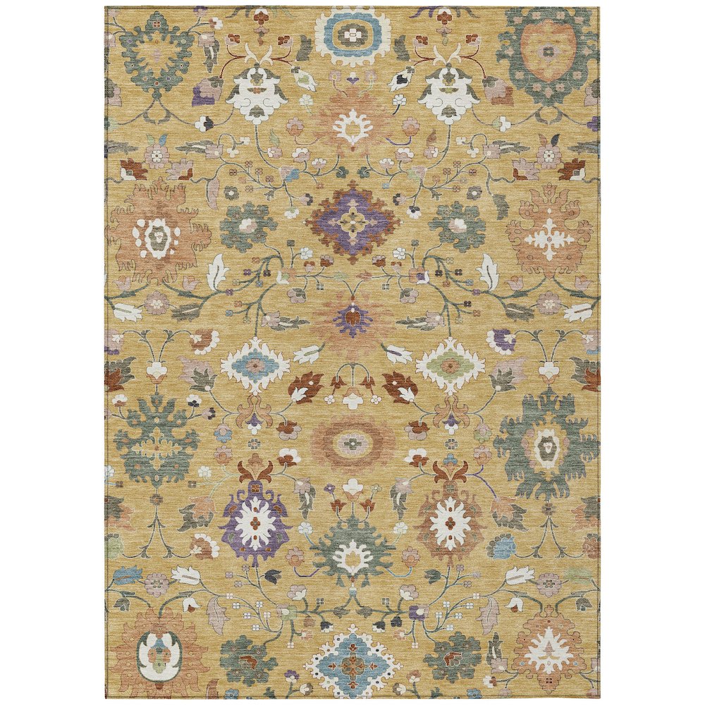 Machine Washable Indoor/Outdoor Chantille ACN2458 Gold 9' x 12' Rug. Picture 1