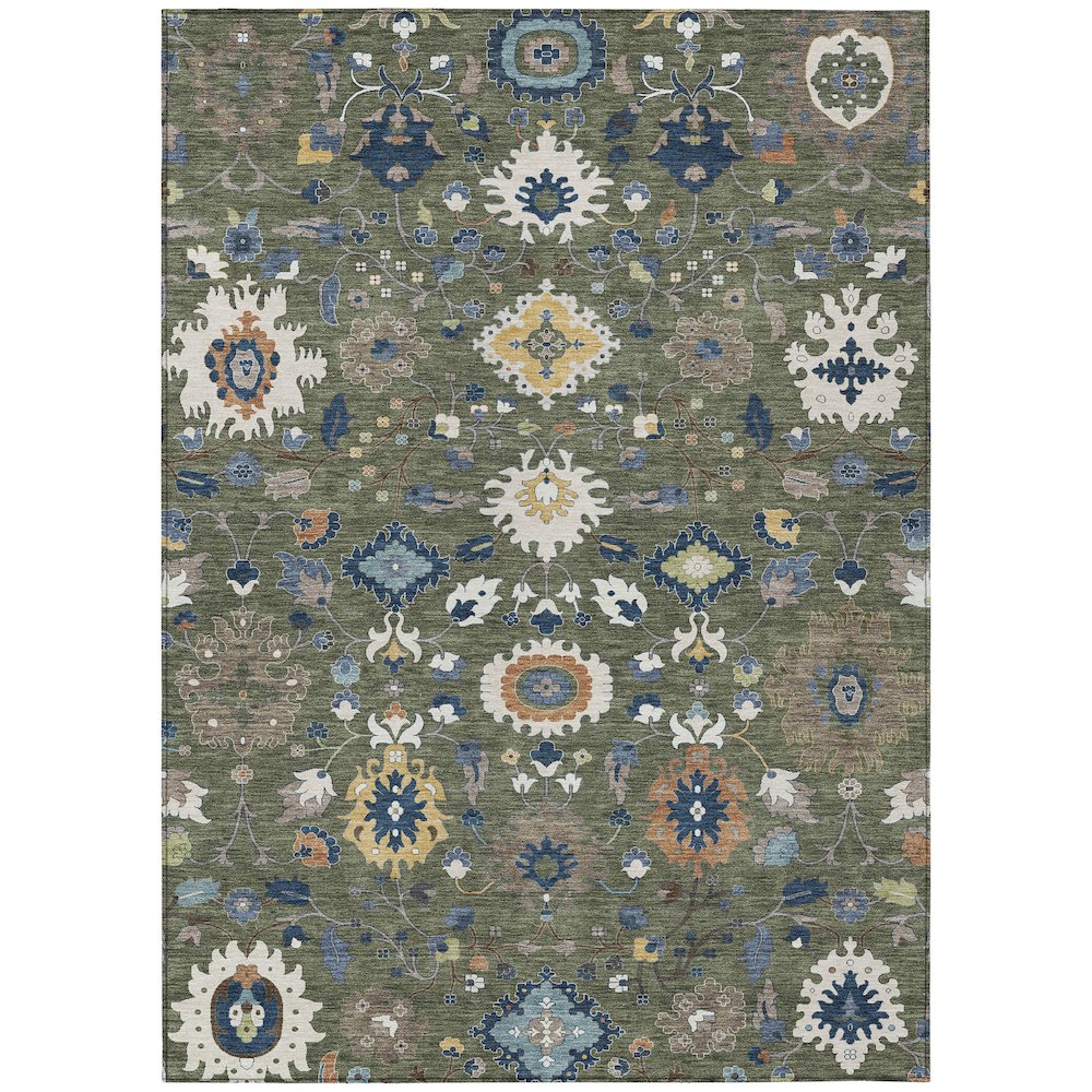 Machine Washable Indoor/Outdoor Chantille ACN2458 Green 9' x 12' Rug. Picture 1