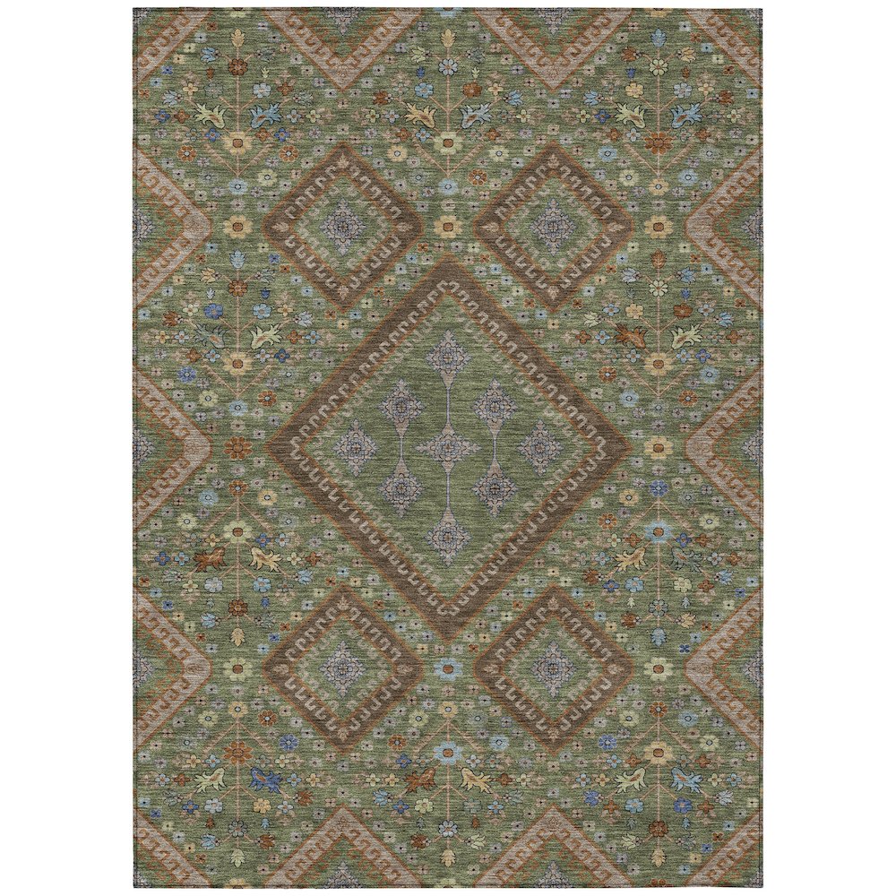 Machine Washable Indoor/Outdoor Chantille ACN2459 Green 9' x 12' Rug. Picture 1