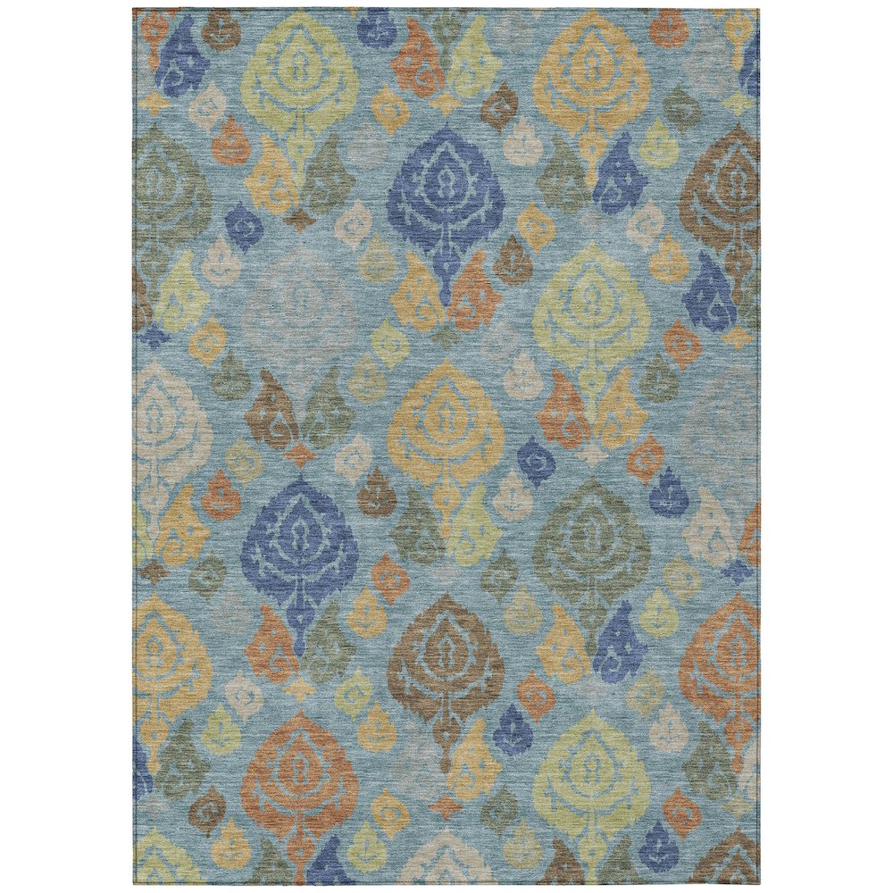 Machine Washable Indoor/Outdoor Chantille ACN2460 Teal 9' x 12' Rug. Picture 1