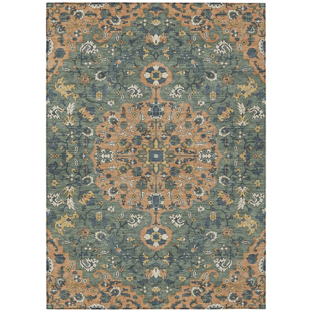 Machine Washable Indoor/Outdoor Chantille ACN2463 Orange 9' x 12' Rug. Picture 1