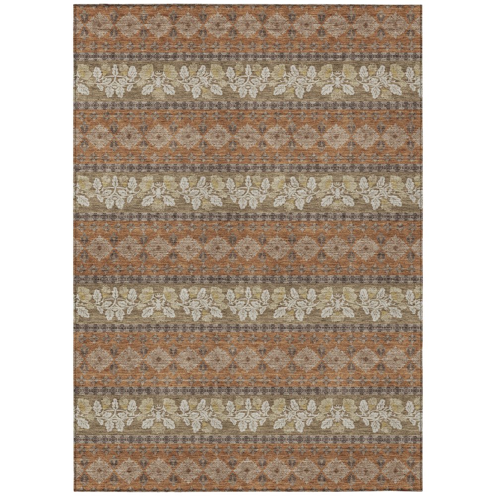 Machine Washable Indoor/Outdoor Chantille ACN2465 Orange 9' x 12' Rug. Picture 1