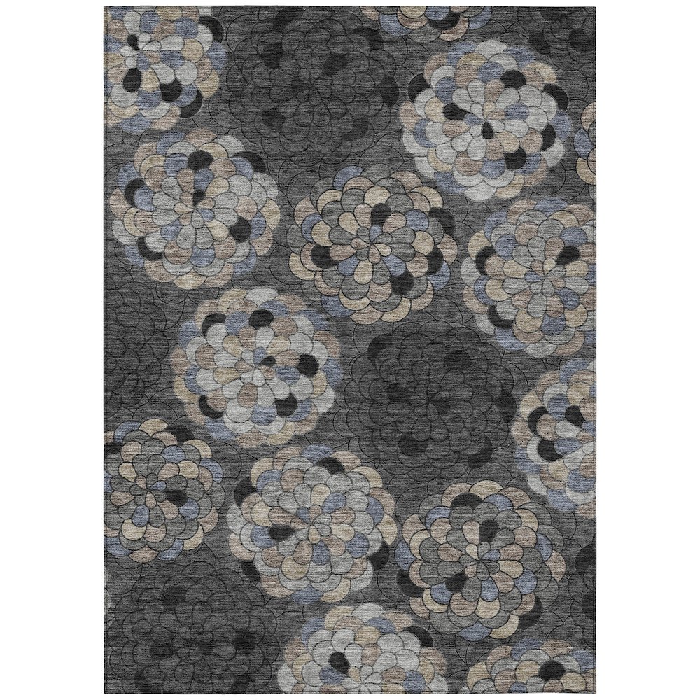 Machine Washable Indoor/Outdoor Chantille ACN2466 Black 9' x 12' Rug. Picture 1