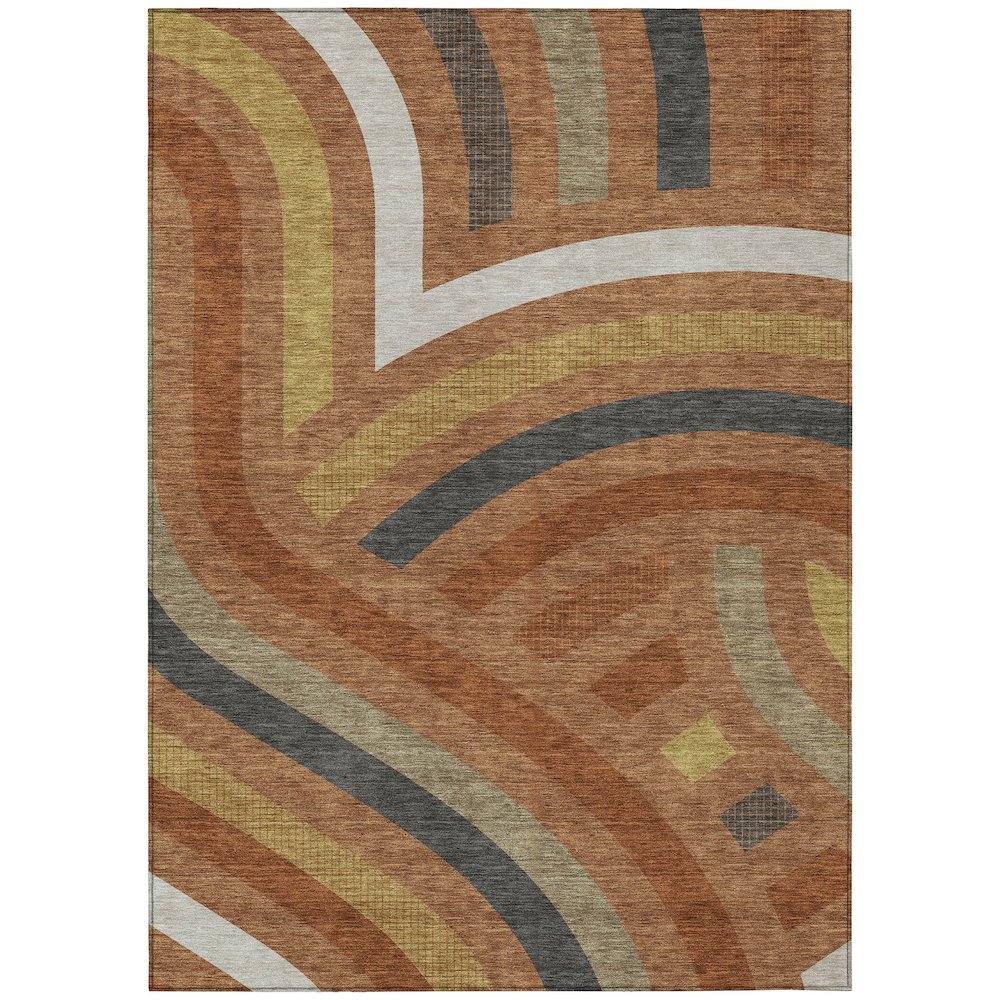 Machine Washable Indoor/Outdoor Chantille ACN2467 Orange 9' x 12' Rug. Picture 1