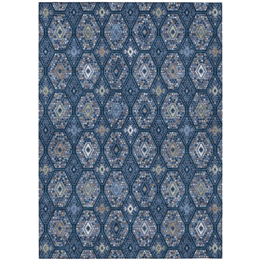 Machine Washable Indoor/Outdoor Chantille ACN2471 Blue 9' x 12' Rug. Picture 1