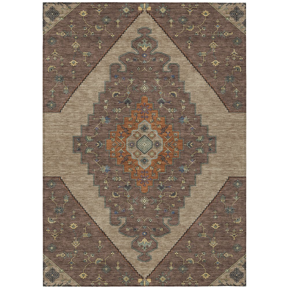 Machine Washable Indoor/Outdoor Chantille ACN2472 Brown 9' x 12' Rug. Picture 1