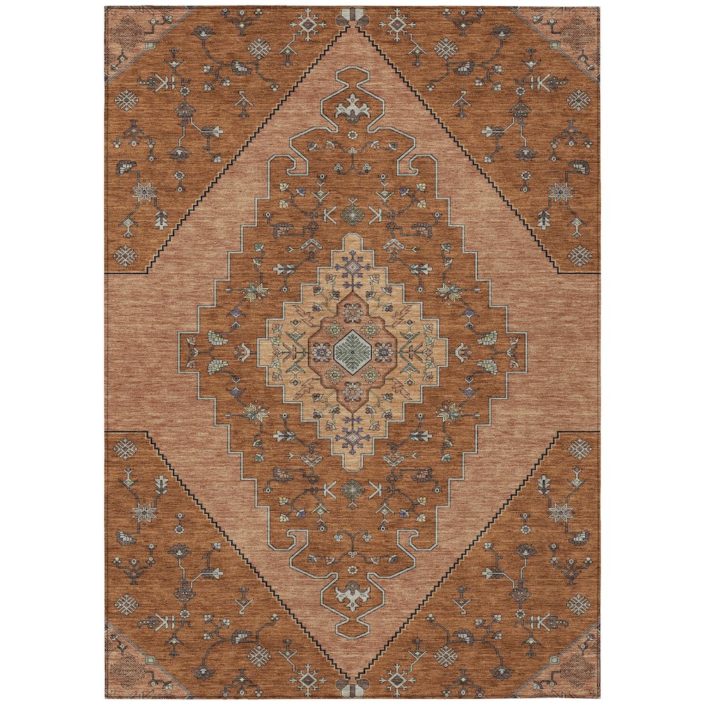 Machine Washable Indoor/Outdoor Chantille ACN2472 Orange 9' x 12' Rug. Picture 1