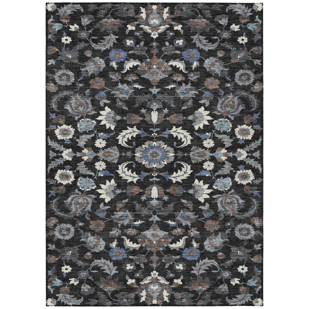 Machine Washable Indoor/Outdoor Chantille ACN2473 Black 9' x 12' Rug. Picture 1