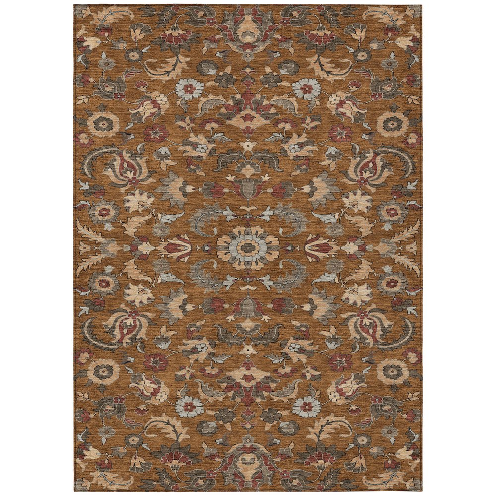Machine Washable Indoor/Outdoor Chantille ACN2473 Orange 9' x 12' Rug. Picture 1