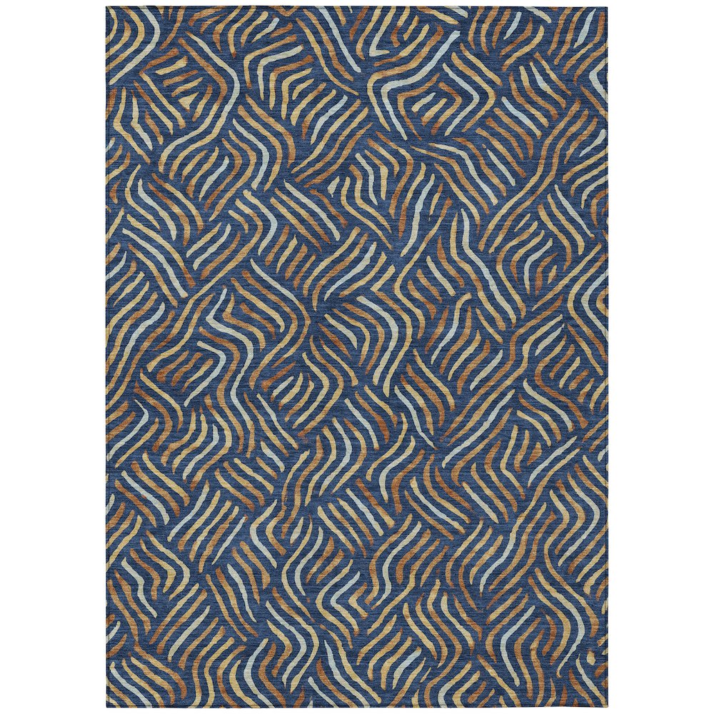 Machine Washable Indoor/Outdoor Chantille ACN2474 Blue 9' x 12' Rug. Picture 1