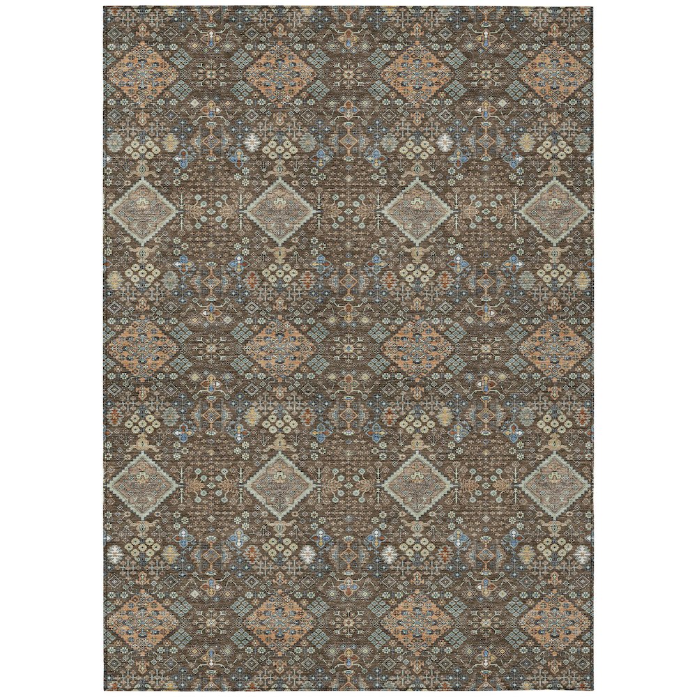 Machine Washable Indoor/Outdoor Chantille ACN2478 Brown 9' x 12' Rug. Picture 1