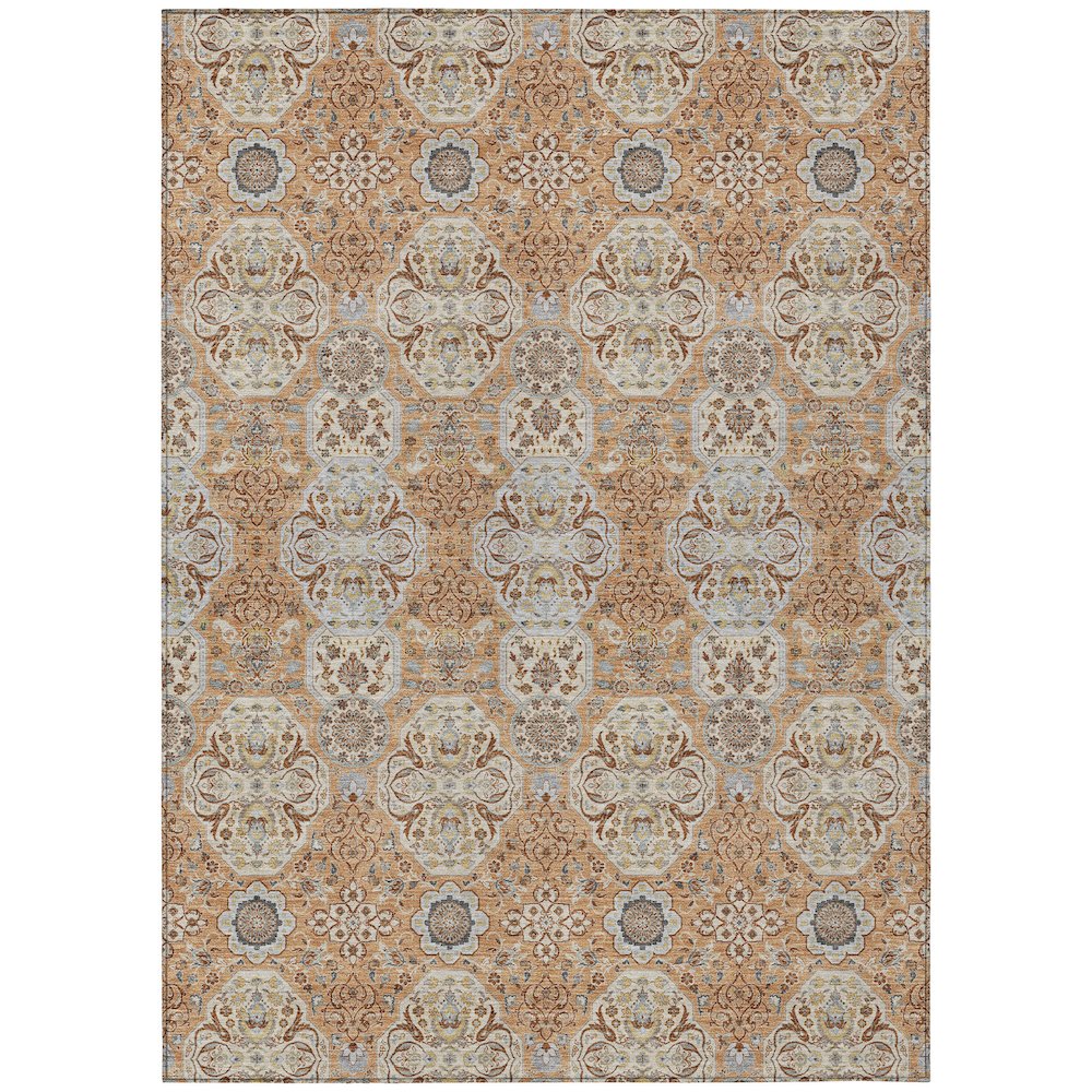 Machine Washable Indoor/Outdoor Chantille ACN2483 Orange 9' x 12' Rug. Picture 1