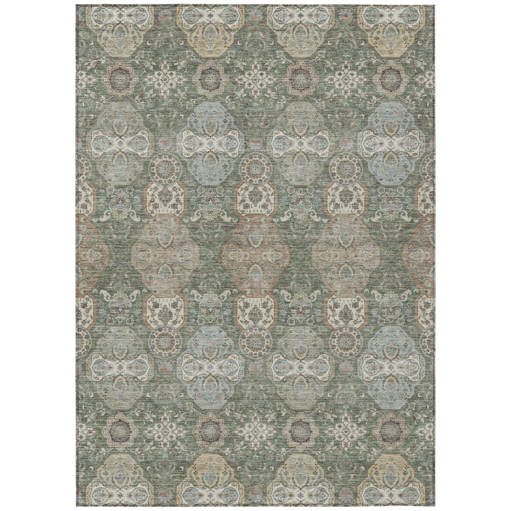 Machine Washable Indoor/Outdoor Chantille ACN2484 Green 9' x 12' Rug. Picture 1