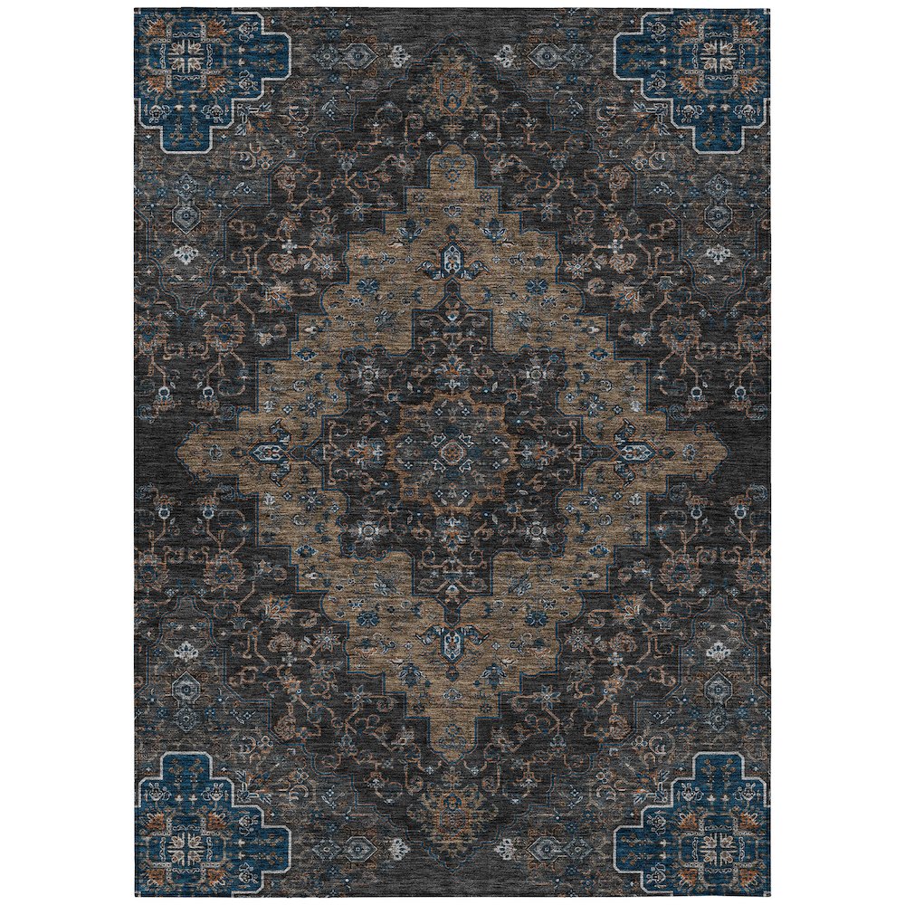 Machine Washable Indoor/Outdoor Chantille ACN2486 Black 9' x 12' Rug. Picture 1