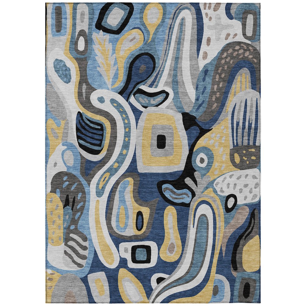 Machine Washable Indoor/Outdoor Chantille ACN2488 Blue 9' x 12' Rug. Picture 1