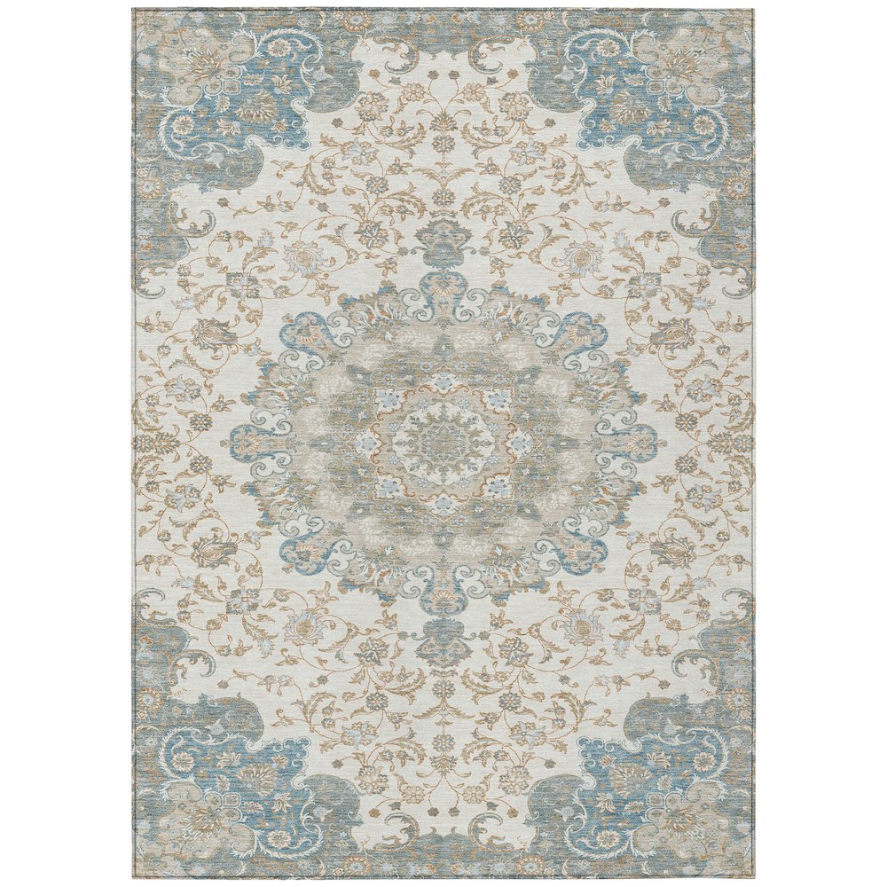 Machine Washable Indoor/Outdoor Chantille ACN2489 Ivory 9' x 12' Rug. Picture 1